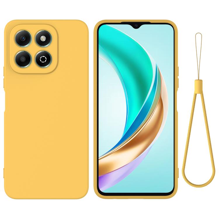 For Honor X6c 4G Solid Color Liquid Silicone Dropproof Full Coverage Phone Case(Yellow)