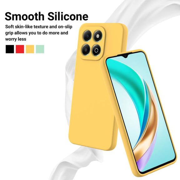 For Honor X6c 4G Solid Color Liquid Silicone Dropproof Full Coverage Phone Case(Yellow)