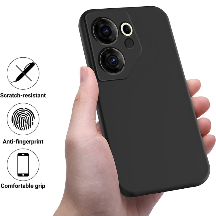 For Tecno Camon 20 Premier Pure Color Liquid Silicone Shockproof Phone Case(Black)