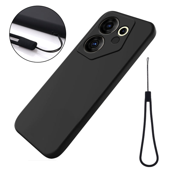 For Tecno Camon 20 Premier Pure Color Liquid Silicone Shockproof Phone Case(Black)