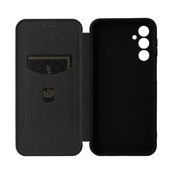 For Samsung Galaxy M34 5G Carbon Fiber Texture Flip Leather Phone Case(Black)