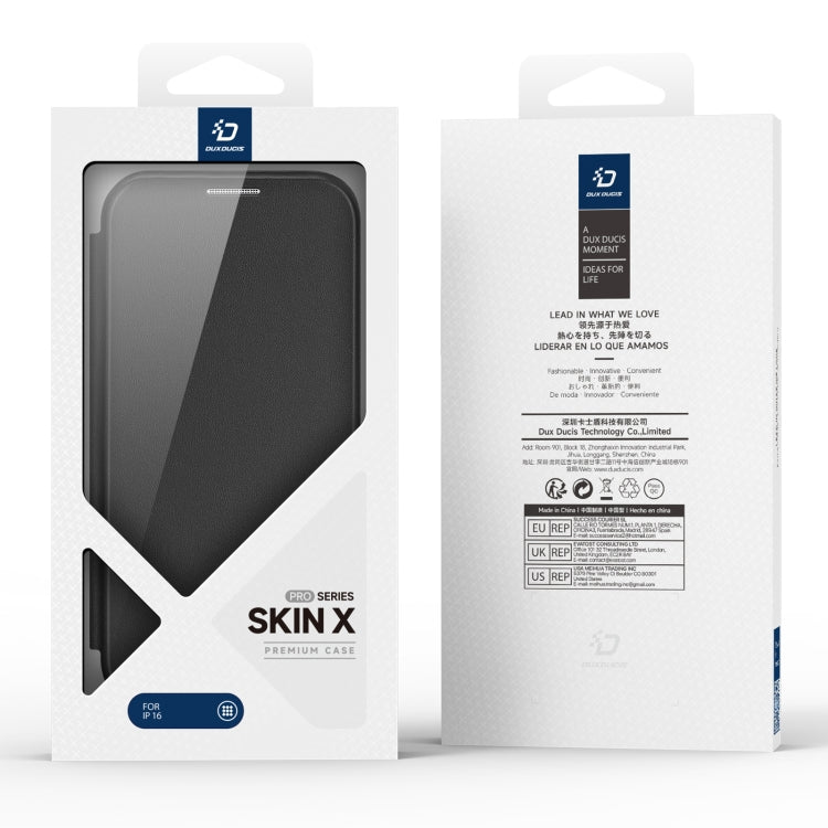 For iPhone 16 DUX DUCIS Skin X Pro Series Magsafe PC + TPU Phone Leather Case(Black)