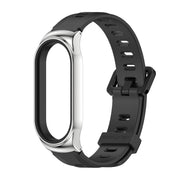 For Xiaomi Mi Band 8 Mijobs CS Case Flat Hole Silicone Watch Band(Black Silver)