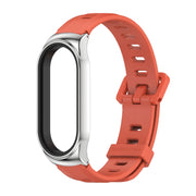 For Xiaomi Mi Band 8 Mijobs CS Case Flat Hole Silicone Watch Band(Orange Silver)