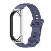 For Xiaomi Mi Band 8 Mijobs CS Case Flat Hole Silicone Watch Band(Blue Silver)