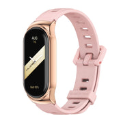 For Xiaomi Mi Band 8 Mijobs CS Case Flat Hole Silicone Watch Band(Pink Rose Gold)