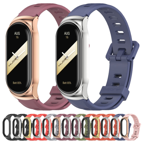 For Xiaomi Mi Band 8 Mijobs CS Case Flat Hole Silicone Watch Band(Black)