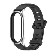 For Xiaomi Mi Band 8 Mijobs Plus Case Flat Hole Silicone Watch Band(Black Silver)