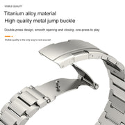 22mm Three Strains Vertical Riser Turtle Buckle Titanium Metal Watch Band(Black)