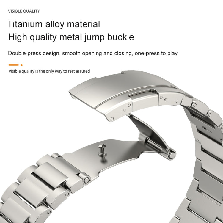 22mm Three Strains Vertical Riser Turtle Buckle Titanium Metal Watch Band(Silver)