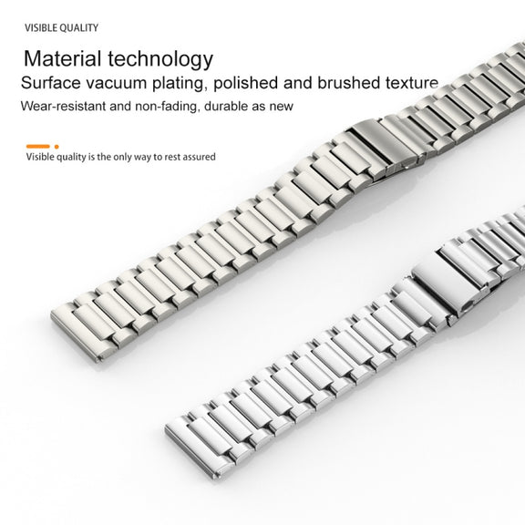 22mm Three Strains Jump Buckle Titanium Metal Watch Band(Silver)
