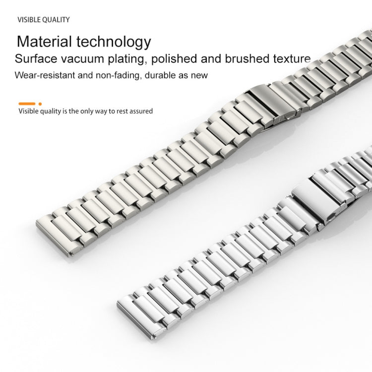 22mm Three Strains Jump Buckle Titanium Metal Watch Band(Silver)