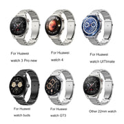 22mm Three Strains Jump Buckle Titanium Metal Watch Band(Silver)