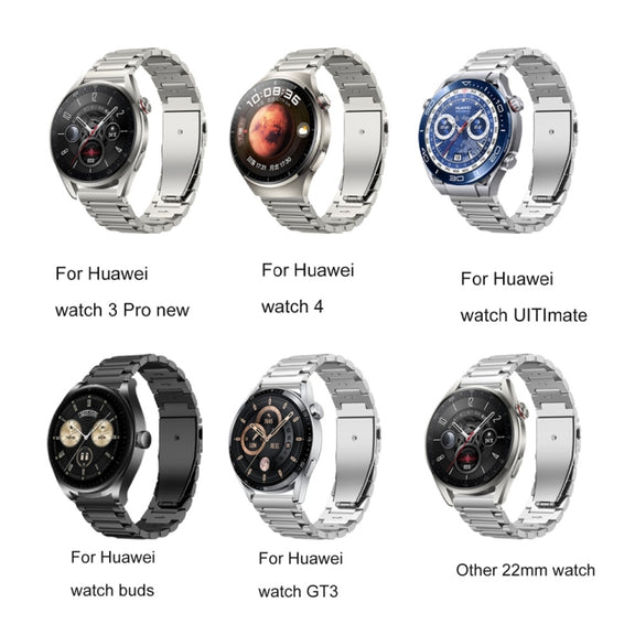 22mm Three Strains Jump Buckle Titanium Metal Watch Band(Silver)