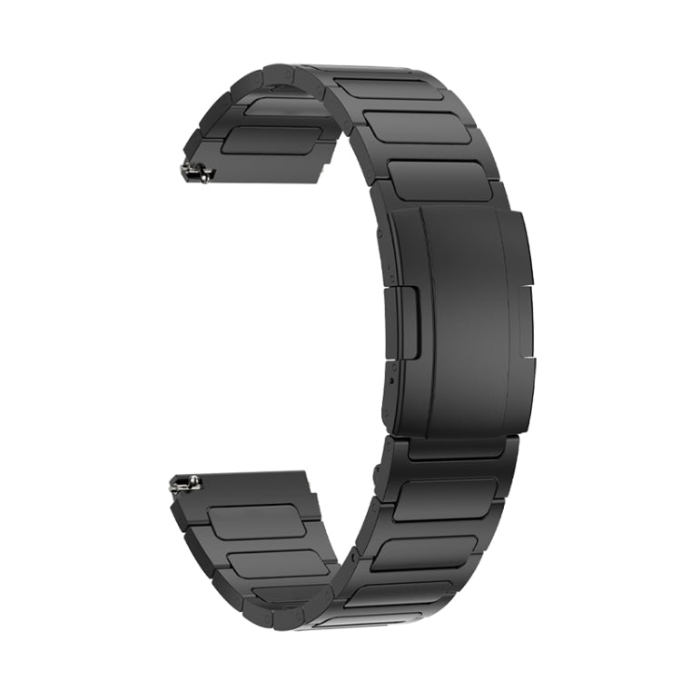 22mm Three Strains Uplift Turtle Buckle Titanium Metal Watch Band(Black)