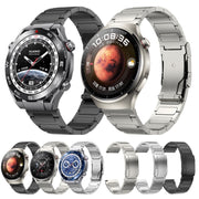 22mm Three Strains Uplift Turtle Buckle Titanium Metal Watch Band(Black)