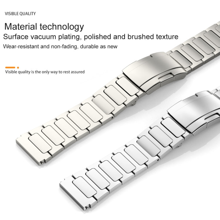 22mm Three Strains Uplift Turtle Buckle Titanium Metal Watch Band(Black)