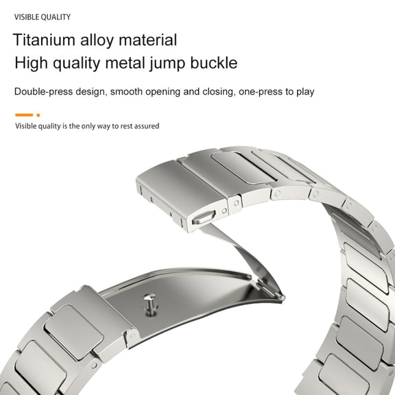 22mm Three Strains Uplift Jump Buckle Titanium Metal Watch Band(Black)
