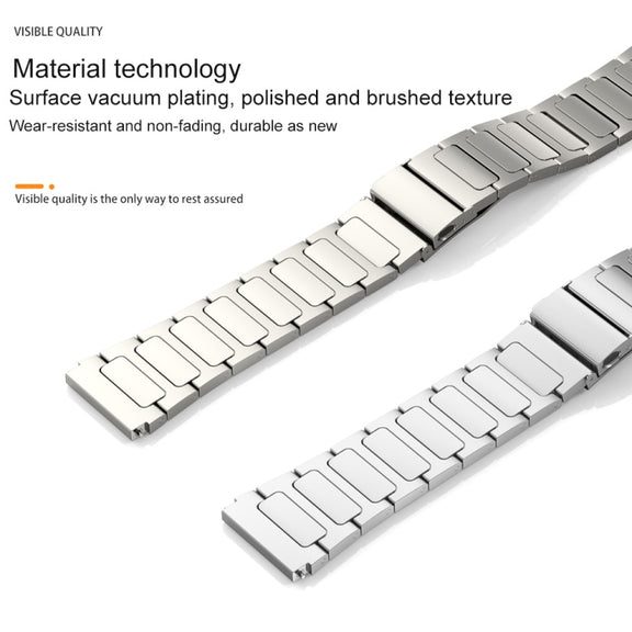 22mm Three Strains Uplift Jump Buckle Titanium Metal Watch Band(Silver)