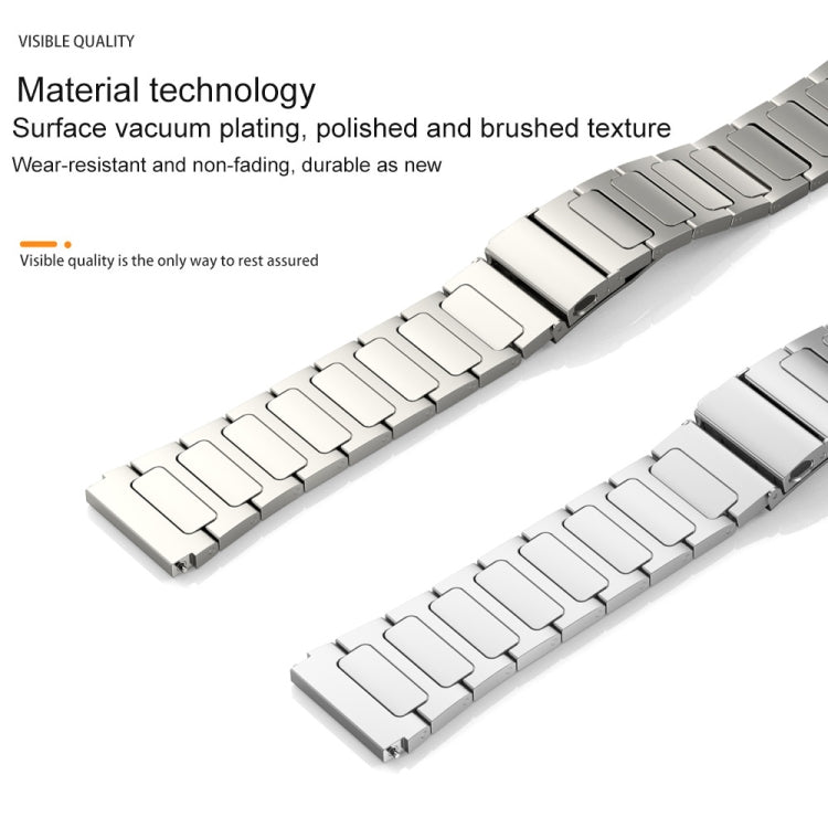 22mm Three Strains Uplift Jump Buckle Titanium Metal Watch Band(Silver)