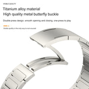 22mm Three Strains Uplift HW Buckle Titanium Metal Watch Band(Silver)