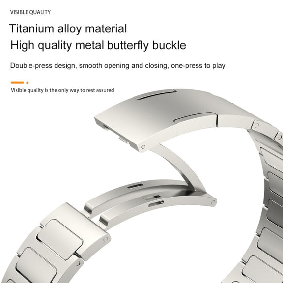 22mm Three Strains Uplift HW Buckle Titanium Metal Watch Band(Silver)