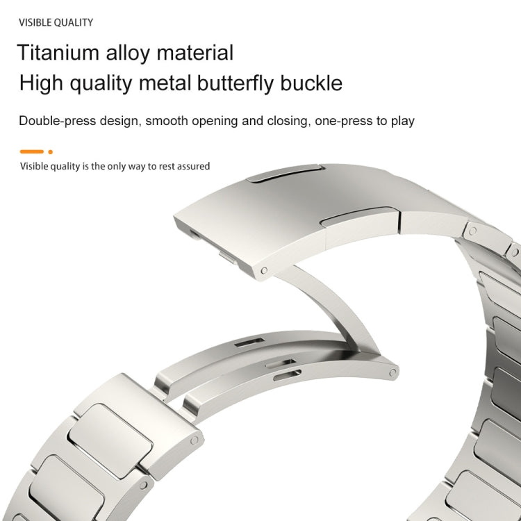 22mm Three Strains Uplift HW Buckle Titanium Metal Watch Band(Silver)