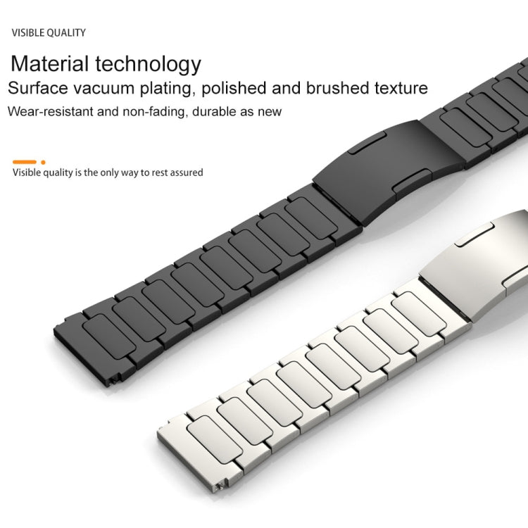 22mm Three Strains Uplift HW Buckle Titanium Metal Watch Band(Silver)