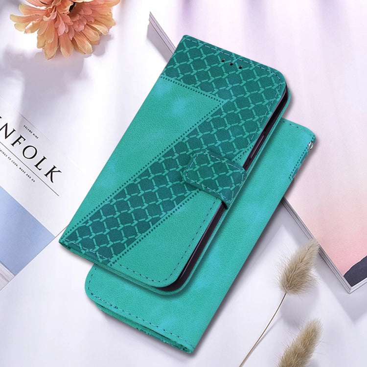 For Google Pixel 9 Pro 7-shaped Embossed Leather Phone Case(Green)