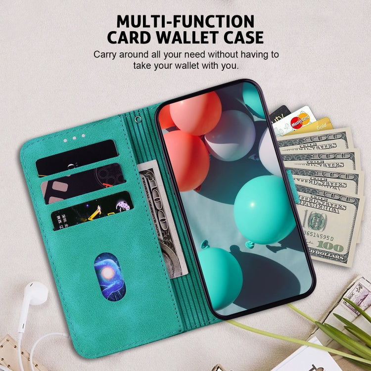For Google Pixel 9 Pro 7-shaped Embossed Leather Phone Case(Green)