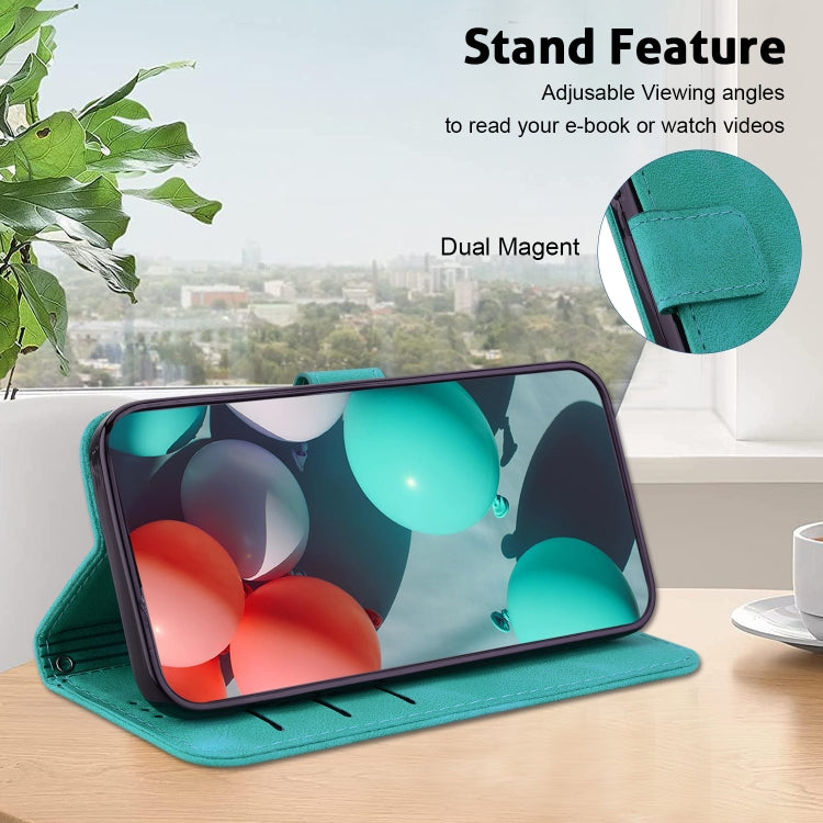 For Google Pixel 9 Pro 7-shaped Embossed Leather Phone Case(Green)