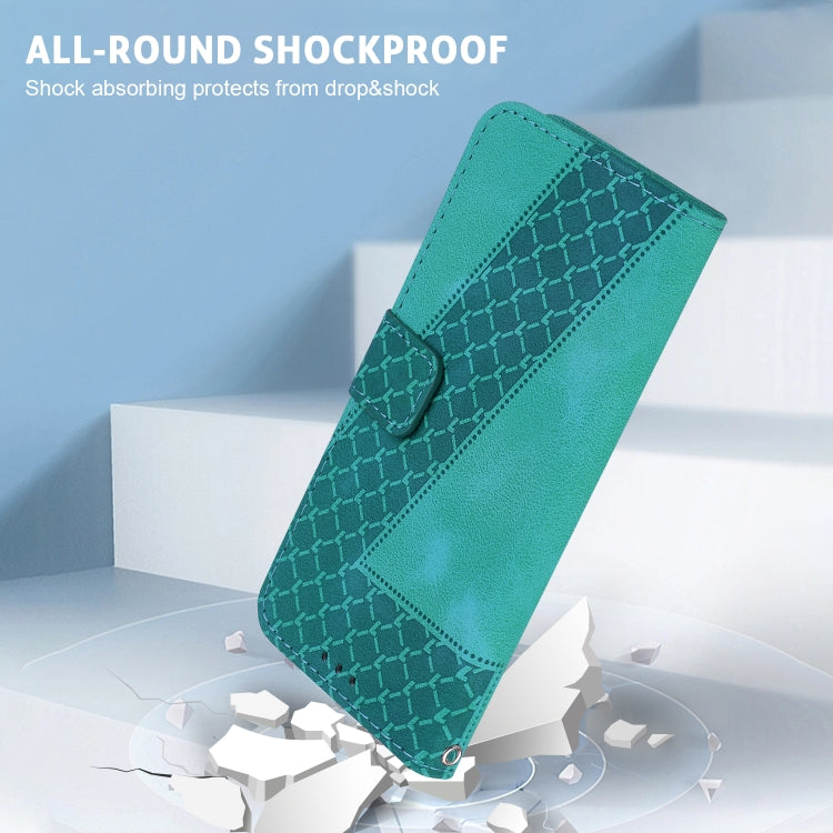For Google Pixel 9 Pro 7-shaped Embossed Leather Phone Case(Green)