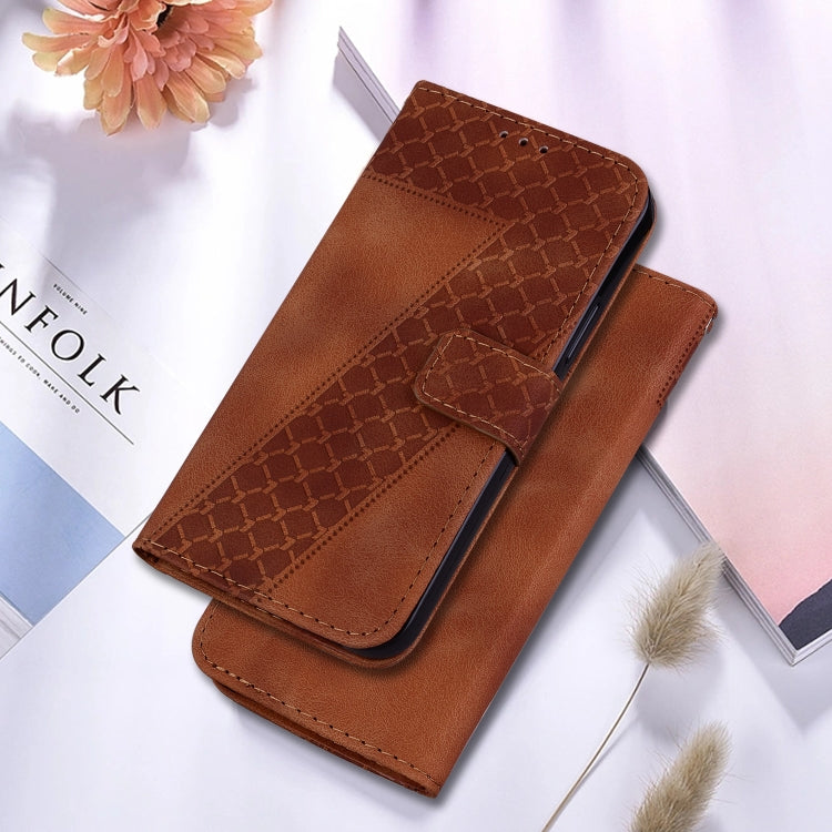For Google Pixel 9 Pro Seven-shaped Embossed Leather Phone Case(Brown)