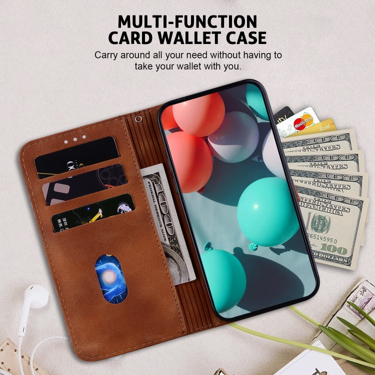 For Google Pixel 9 Pro Seven-shaped Embossed Leather Phone Case(Brown)
