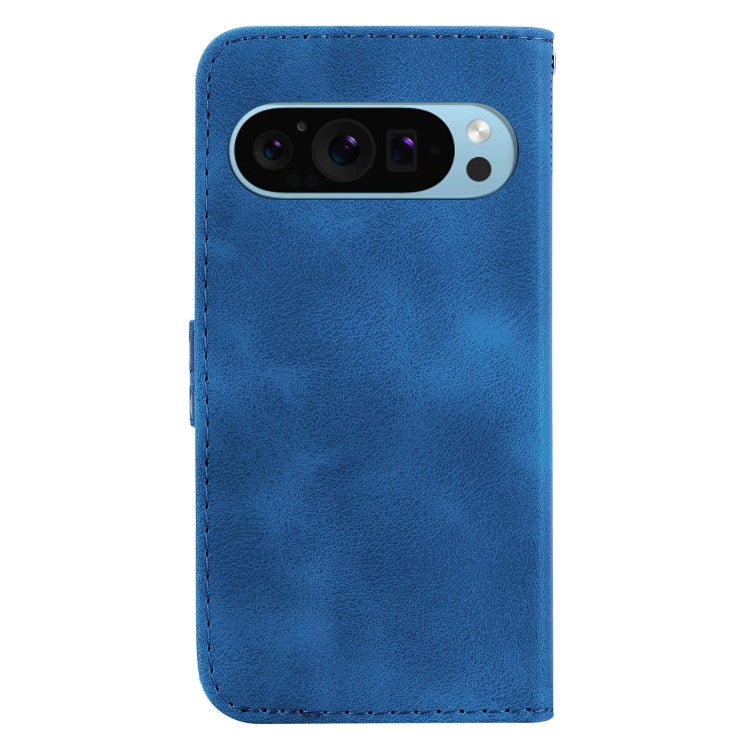 For Google Pixel 9 Pro 7-shaped Embossed Leather Phone Case(Blue)