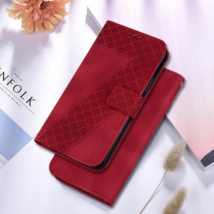 For Google Pixel 9 Pro 7-shaped Embossed Leather Phone Case(Red)