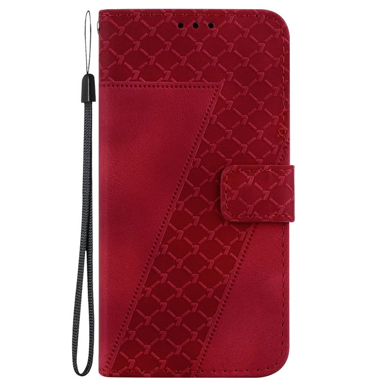 For Google Pixel 9 Pro 7-shaped Embossed Leather Phone Case(Red)