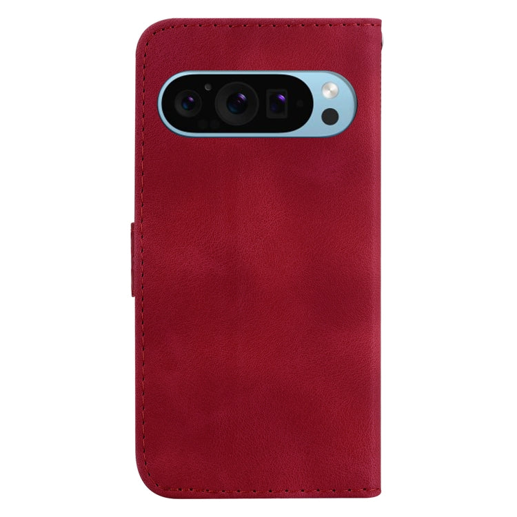 For Google Pixel 9 Pro 7-shaped Embossed Leather Phone Case(Red)