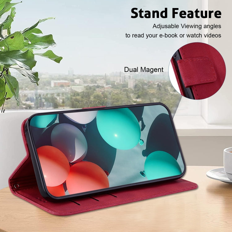 For Google Pixel 9 Pro 7-shaped Embossed Leather Phone Case(Red)