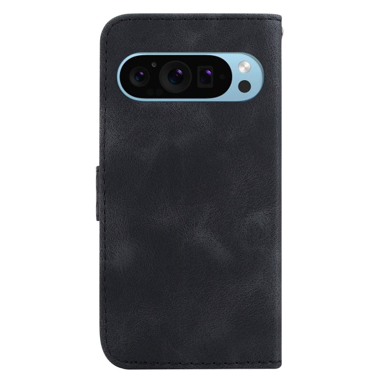 For Google Pixel 9 Pro 7-shaped Embossed Leather Phone Case(Black)
