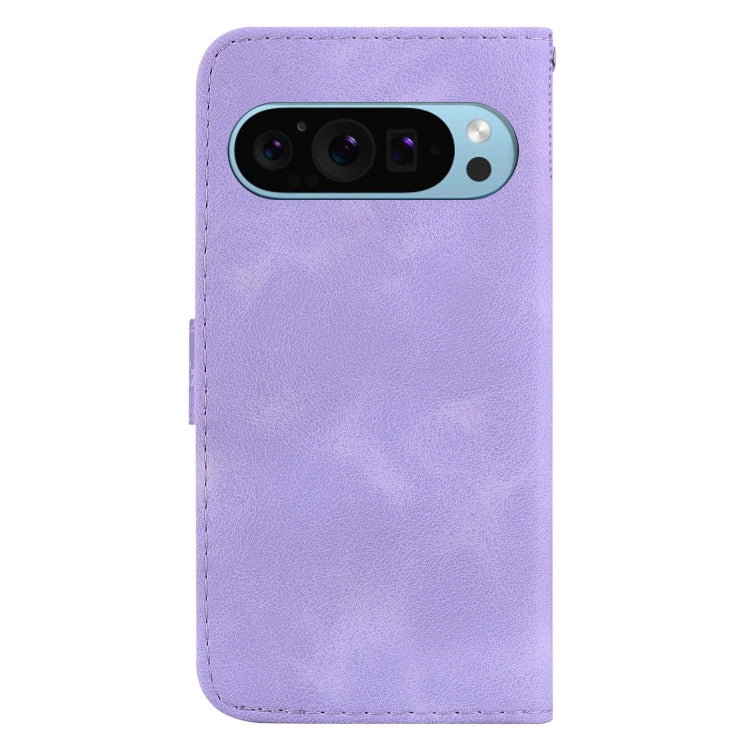 For Google Pixel 9 7-shaped Embossed Leather Phone Case(Purple)