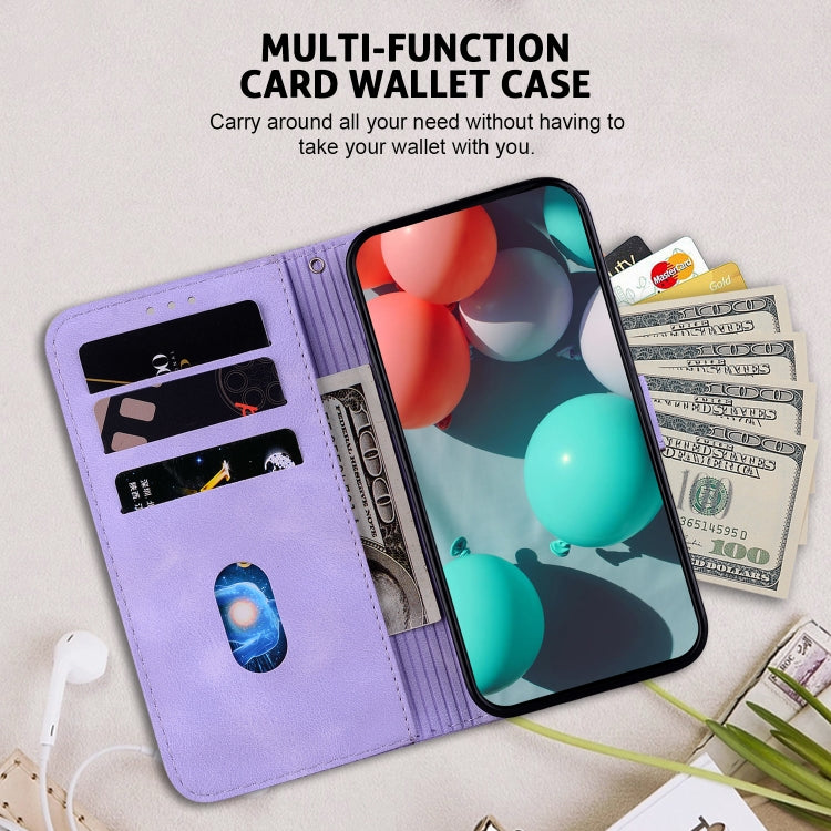For Google Pixel 9 7-shaped Embossed Leather Phone Case(Purple)