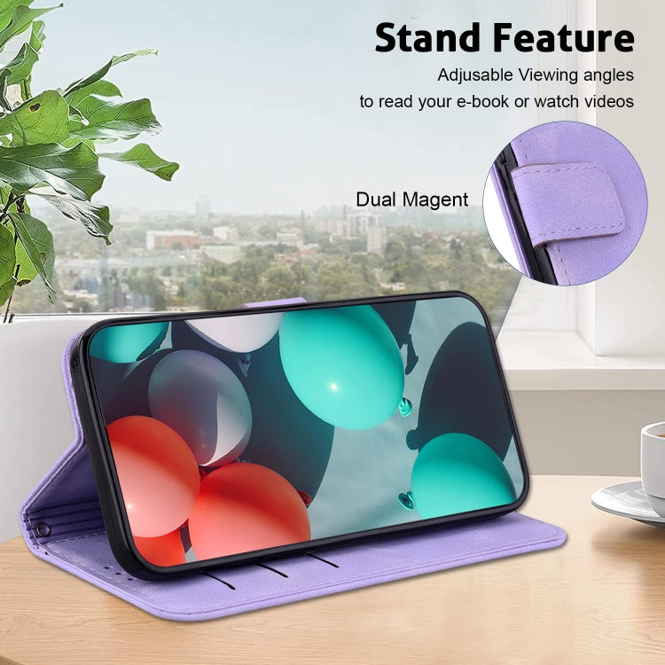 For Google Pixel 9 7-shaped Embossed Leather Phone Case(Purple)