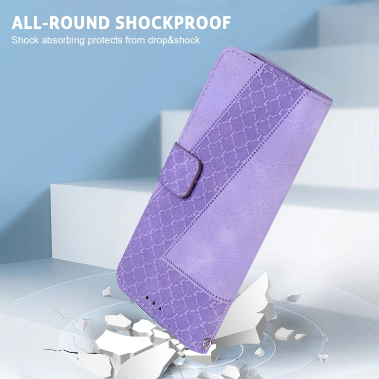 For Google Pixel 9 7-shaped Embossed Leather Phone Case(Purple)