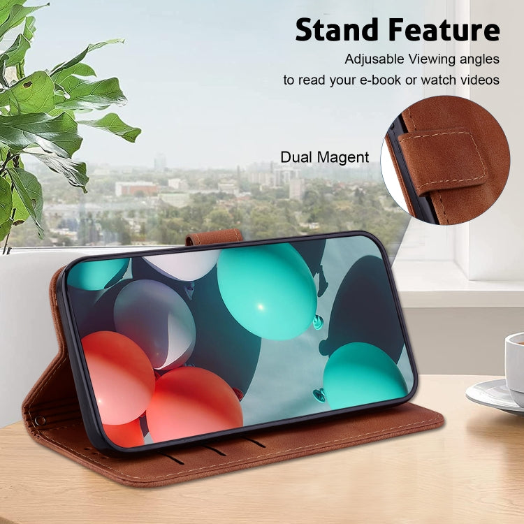 For Google Pixel 9 7-shaped Embossed Leather Phone Case(Brown)