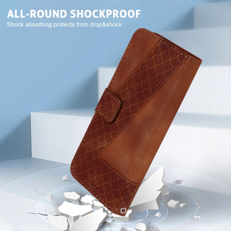For Google Pixel 9 7-shaped Embossed Leather Phone Case(Brown)