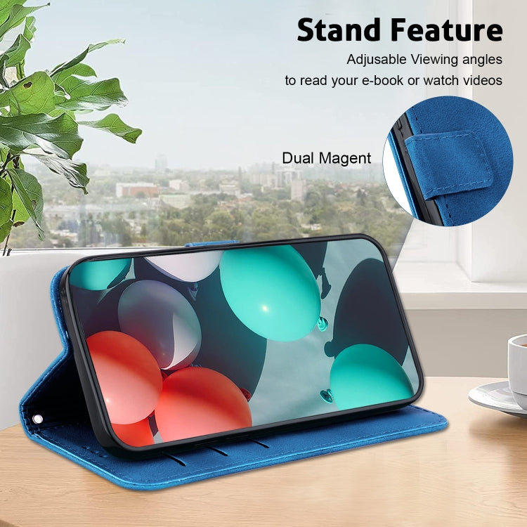 For Google Pixel 9 Seven-shaped Embossed Leather Phone Case(Blue)