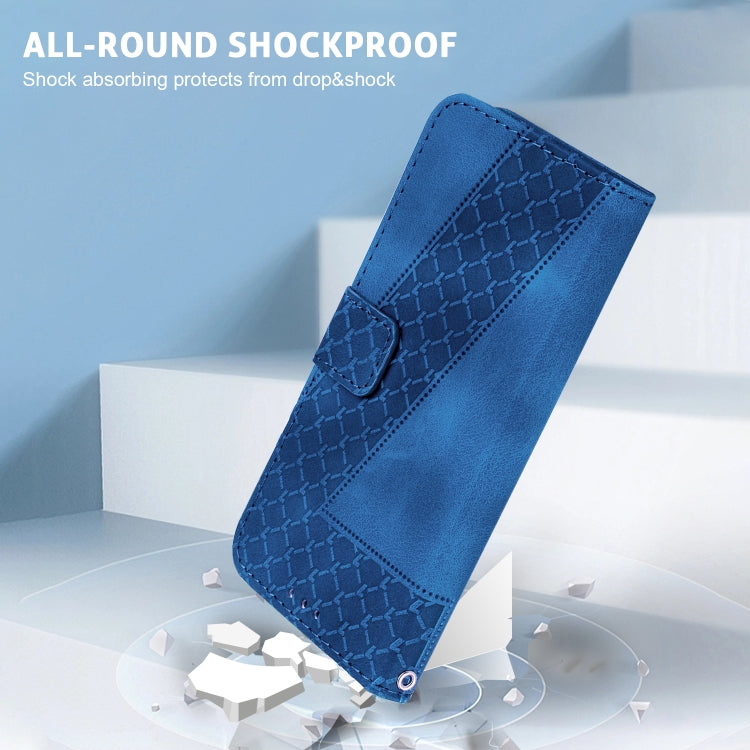 For Google Pixel 9 Seven-shaped Embossed Leather Phone Case(Blue)