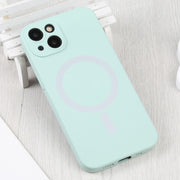 For iPhone 15 Liquid Silicone Magsafe Phone Case(Light Cyan)