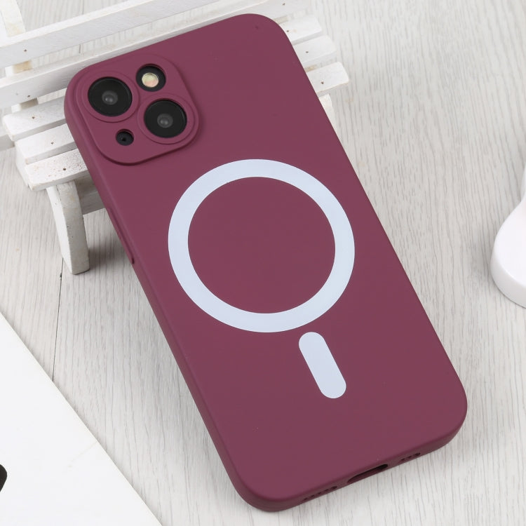 For iPhone 15 Liquid Silicone Magsafe Phone Case(Wine Red)